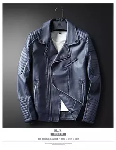 Jaqueta de couro PU para homens, casaco com zíper oblíquo, streetwear para outono e inverno, tamanho asiático M-XXXL, 14