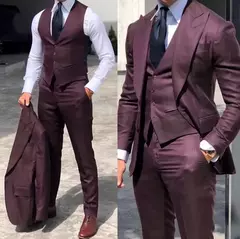 Smoking Slim Fit para casamento masculino, terno padrinhos, jaqueta formal de negócios, colete, calças, noivo clássico, 3 peças - comprar online
