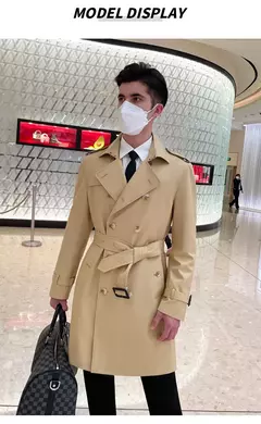 Longo blusão homens, off white casaco duplo à prova de chuva, cavalheiro britânico, à prova de chuva e respirável, forro de lã gabardine - Wolf Magazine