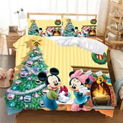 Natal mickey minnie jogo de cama capa edredon fronha casa têxtil roupa crianças presente cama king size conjunto