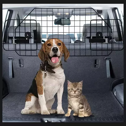 Portão grande ajustável do cão, Pet Animal Safety Fence, Iron Mesh Guard Barrier para o tronco do carro, Partition Grid, 90.5-113cm de largura
