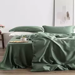Liv-Conjunto de cama verde esteta, lençóis com amoreira, capa de colcha, fronha, cama queen e king size, 100% seda, 25 Mm - Wolf Magazine