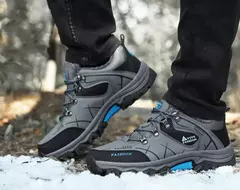 Botas de neve de couro impermeáveis masculinas, super quentes, ao ar livre, caminhadas, trabalho, sapatos de viagem, inverno, tamanho 39-47 na internet