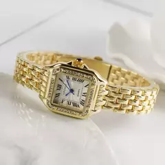 Relógio de pulso quartzo quadrado feminino, relógio prata simples, pulseira de aço, marca clássica, 2021 - loja online
