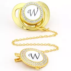 Bebês Ouro Silicone Chupetas, infantil Bling Mamilo, 26 letras iniciais, Luxo, Adulto, sem BPA - Wolf Magazine