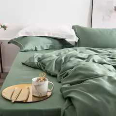 Liv-Conjunto de cama verde esteta, lençóis com amoreira, capa de colcha, fronha, cama queen e king size, 100% seda, 25 Mm - loja online