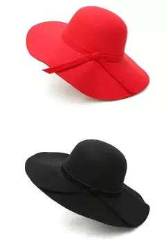 Wide Brim Fedora Chapéus para Mulheres e Homens, Felt Bowler, Hawkins, Ladies 'Trilby, Feminino, Jazz, Igreja, Padrinho, Sombrero Caps, Lã na internet