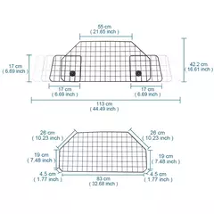 Portão grande ajustável do cão, Pet Animal Safety Fence, Iron Mesh Guard Barrier para o tronco do carro, Partition Grid, 90.5-113cm de largura - Wolf Magazine