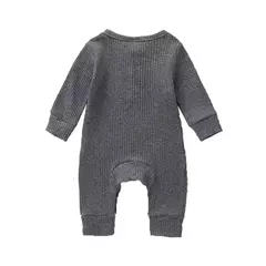 Romper de manga comprida unissex para bebê recém-nascido, cor sólida, roupas de algodão infantil, 3-18 meses, verão - loja online
