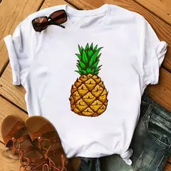 Camiseta branca estampada com frutas engraçadas para mulheres, estampa Kawaii Banana, camiseta Harajuku, manga curta, camiseta, moda - comprar online