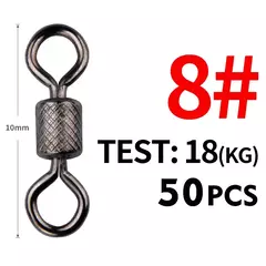 Meredith Fishing Swivels, Ball Bearing Swivel com Snap Segurança, Sólidos Rolling Anéis, Acessórios De Pesca Da Carpa, 50pcs por lote - Wolf Magazine