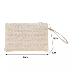 Moda feminina boêmio tecido embreagem wristlet saco casual senhoras praia verão cor sólida pequenas bolsas bolsa branco bege presentes na internet