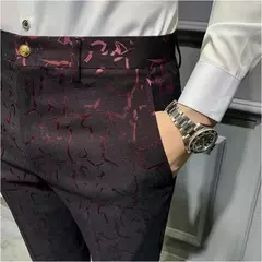 Imagem do Clássico jacquard terno calças 2022 primavera homens calças sociais negócios magro casual formal calças de escritório terno