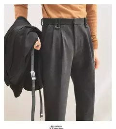 Imagem do Calça social masculina de lã, calças com cintura elástica, casual e social para outono e inverno
