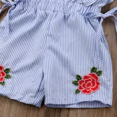 Criança crianças bebê menina flor listra plissado macacão roupas roupas - loja online