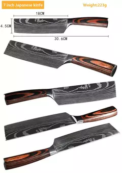 Sharp Japonês Chef Faca Set, Facas de Cozinha, Laser Damasco Padrão, Cleaver Slicing Utility, Santoku, 1-10 Pcs - Wolf Magazine