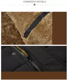 Imagem do Parka masculina impermeável com capuz de pele, parkas grossa de lã, casaco casual quente de inverno, moda outono, nova