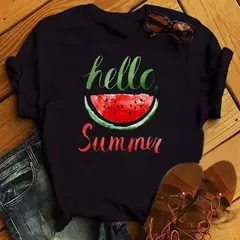 Camiseta branca estampada com frutas engraçadas para mulheres, estampa Kawaii Banana, camiseta Harajuku, manga curta, camiseta, moda - loja online