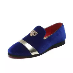 Imagem do Sapatos masculinos mocassins de metal, loafers para festa de casamento, macio, dourados, estojos de metal, atacado de fábrica, dropshipping, st359