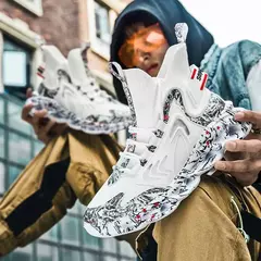 Alta-topo masculino running sock sapatos graffiti na moda adolescentes ultraleve tênis anti-deslizamento ao ar livre jogging calçados tamanho ue 39-46