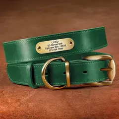 Colar de cão de couro personalizado personalizado pet tag coleiras coleiras de cão macio gravado id tag para cães grandes pitubull pastor alemão