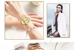 CURREN Relógio Dourado Feminino Relógio com Pulseira de Aço para Mulheres Relógio Feminino 9007 - Wolf Magazine