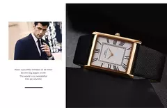 IBSO-Relógio ultrafino de quartzo com mostrador retangular masculino, estilo comercial de luxo, pulseira de couro genuíno, relógios de pulso impermeáveis, novos