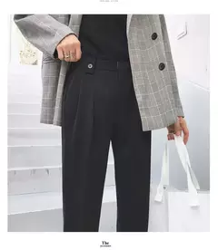 Calça social masculina de lã, calças com cintura elástica, casual e social para outono e inverno - loja online
