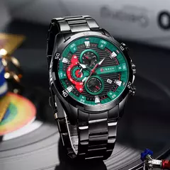 CURREN-Relógios masculinos de aço inoxidável, moda criativa, mostrador luminoso com cronógrafo, relógios de pulso casuais masculinos, relógio na internet