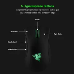 Imagem do Mouse com fio, Razer Original DeathAdder Essencial com fio Gaming Mouse Mice 6.400 DPI Sensor Óptico 5 Botões Independentes para Laptop PC Gamer