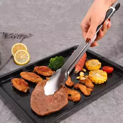 Imagem do Pinças de churrasco longas em aço inoxidável, alça antiderrapante, grampo de churrasco frito, braçadeira de pão de salada, ferramentas de cozinha, carne comida clip, 9 in, 12 in, 16 in