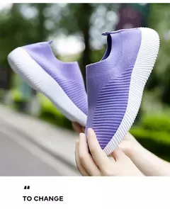 Tênis slip-on vulcanizados para mulheres, sapatos baixos, mocassins ambulantes, plus size 42, alta qualidade - comprar online