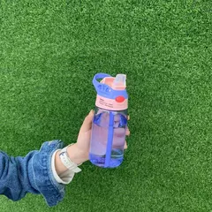 Criativo Cartoon Baby Feeding Cup com canudos, Kids Water Sippy Cup, copos portáteis ao ar livre para crianças, 480ml