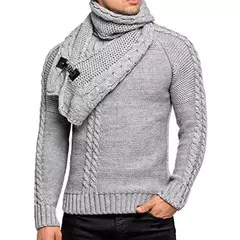 Suéter de malha de gola alta masculino, pulôver fino de manga cheia, malhas grandes, jumpers casuais, outono, inverno