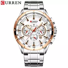 Curren-relógio de pulso casual masculino, pulseira de aço inoxidável, mostrador grande, quartzo, com slots luminosos, cronógrafo esportivo, novo - loja online