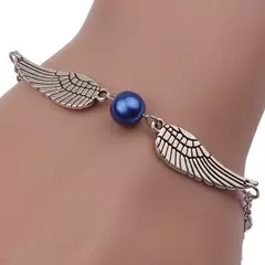 Imagem do Filme & TV Harried Potter Quidditch Brinquedos de ação Snitch Pulseira Vermelho Rosa Azul Banhado a Prata Pulseira Pingente Crianças Presente Jóias