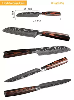 Sharp Japonês Chef Faca Set, Facas de Cozinha, Laser Damasco Padrão, Cleaver Slicing Utility, Santoku, 1-10 Pcs - loja online