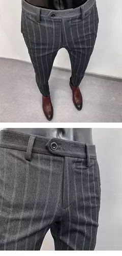 Homens terno calças calças formais pantalone hombre estiramento fino cor sólida vestido casual calças de comprimento total moda novas roupas masculinas na internet