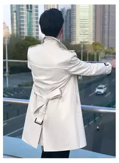 Longo blusão homens, off white casaco duplo à prova de chuva, cavalheiro britânico, à prova de chuva e respirável, forro de lã gabardine - Wolf Magazine