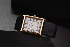 IBSO-Relógio ultrafino de quartzo com mostrador retangular masculino, estilo comercial de luxo, pulseira de couro genuíno, relógios de pulso impermeáveis, novos