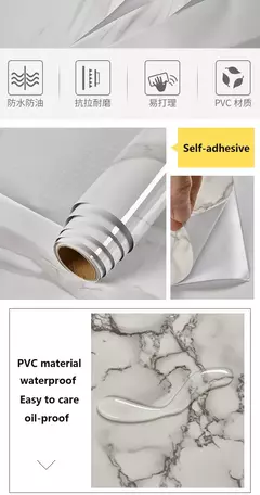 Imagem do Self-Adhesive Marble Vinyl Wallpaper, PVC, impermeável adesivos de parede, Papel de contato, DIY, banheiro, cozinha, armário, bancadas
