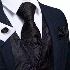 Festa de casamento ouro colete paisley floral jacquard colete masculino 4 pçs colete gravata lenço anel hanky abotoaduras conjunto dibangu - comprar online