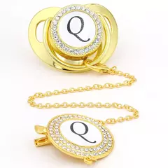 Bebês Ouro Silicone Chupetas, infantil Bling Mamilo, 26 letras iniciais, Luxo, Adulto, sem BPA - comprar online