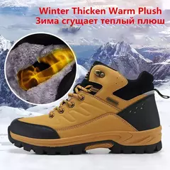 Botas de neve de couro quente masculinas, tênis de caminhada ao ar livre, sapat