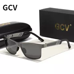GCV-Óculos Polarizados Masculinos, Óculos De Sol De Magnésio De Alumínio, Tons Retangulares, Masculino UV400, Óculos De Condução