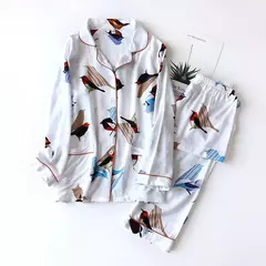 Pijama de manga comprida para senhoras, pijamas, pijamas femininos, 100% viscose, plus size, 3XL, novo para primavera e verão - loja online