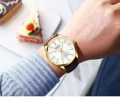 CURREN-Relógios masculinos de quartzo com pulseira de couro, marca de luxo superior, relógio de negócios, novo