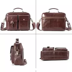 Bolsa de ombro de couro genuíno para homens, Bolsa crossbody mensageiro de couro real, Bolsa de viagem de negócios - loja online