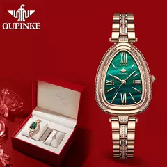 OUPINKE-Conjunto de relógio quartzo impermeável feminino, relógios de luxo, espelho safira, mostrador diamante, movimento suíço, pulseira, colar - loja online