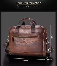 Imagem do BULLCAPTAIN Maleta Ombro Messenger Bags dos homens de couro genuíno de 14 polegadas Laptop Bag Maleta dos homens Office Business Handbag